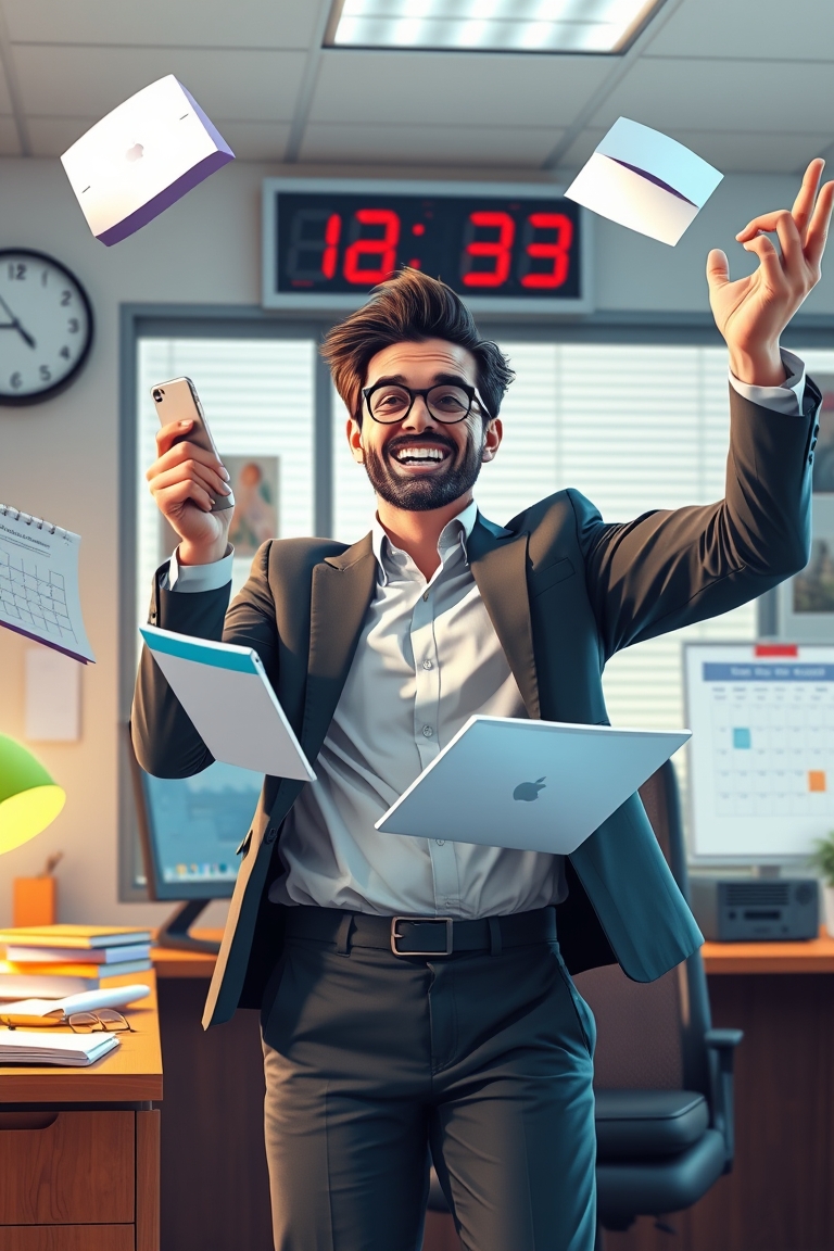 Professional managing time efficiently in a modern office
