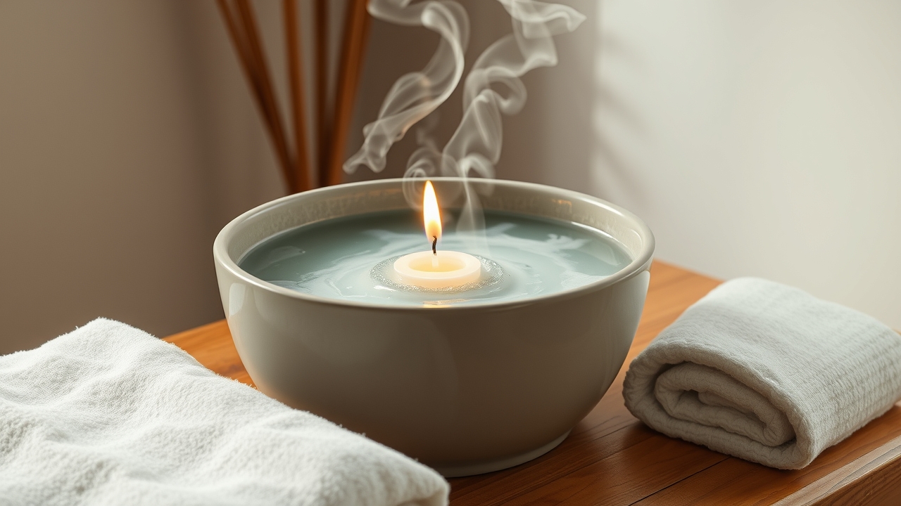 home spa ambiance setup with candles