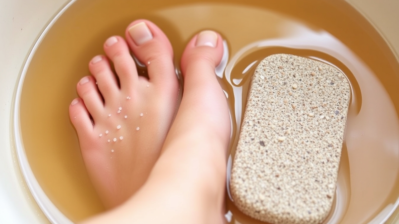 Cracked heels fix: gentle pumice stone smoothing rough heels
