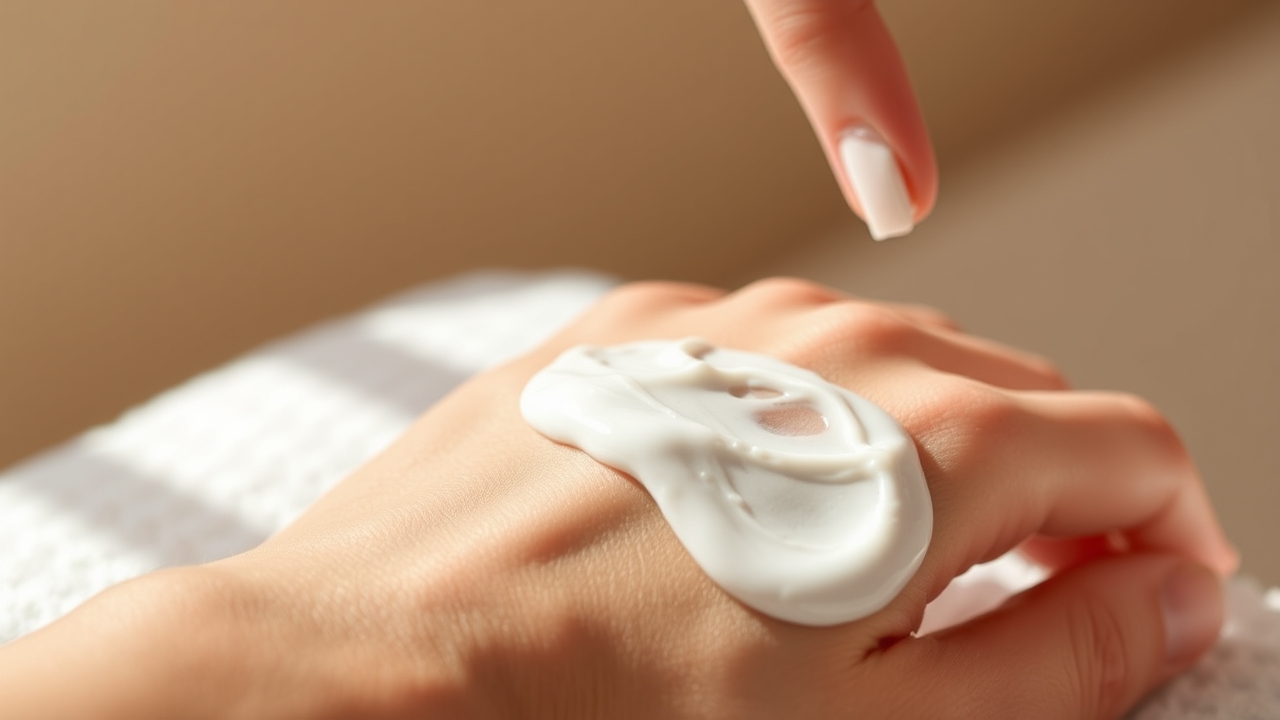 Applying cream as part of a hand care routine